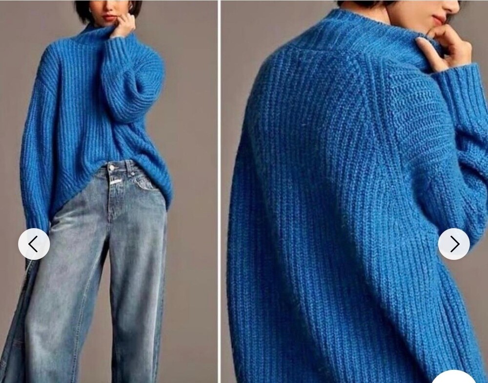Maeve by Anthropologie Blue Chunky Knit Sweater Soft Warm Pullover